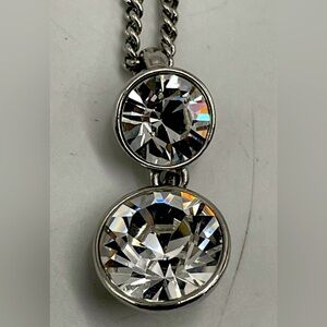 Givenchy silver toned crystal drop adjustable necklace 16-19”